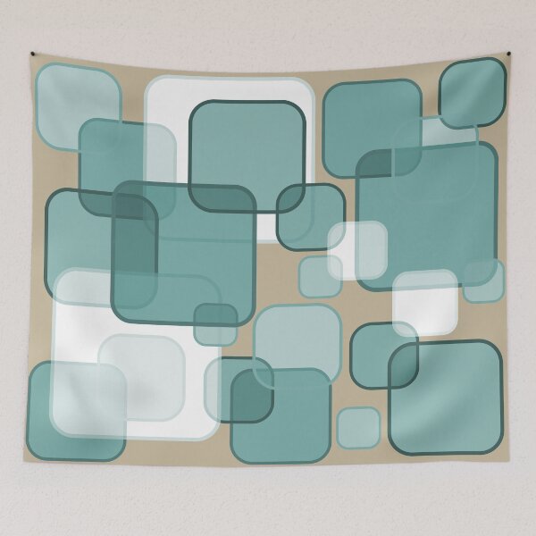 Item preview, Retro Square Bubbles - Teal and Beige designed and sold by Quooki.