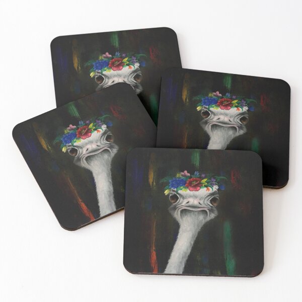 Item preview, Ostrich With Flowery Frida Khalo-style Crown designed and sold by Andreja's shop.