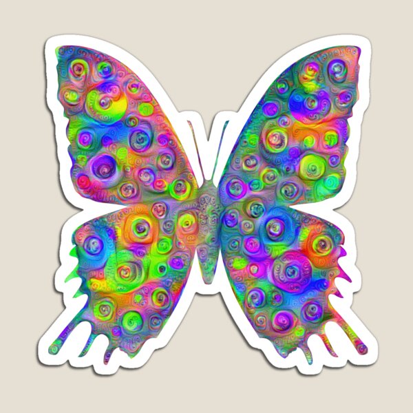 #DeepDream Motley Butterfly Magnet
