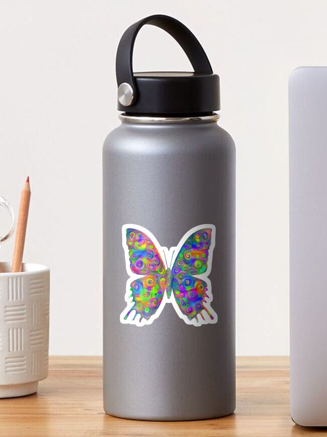 Thumbnail 1 of 3, Sticker, #DeepDream Motley Butterfly designed and sold by blackhalt.