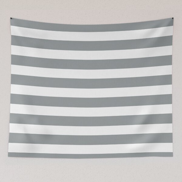 Item preview, Ultimate Gray Pantone 2021 color and white wide horizontal stripes designed and sold by Feeling Artsy.