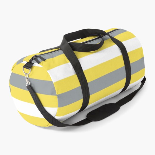 Item preview, Ultimate Gray Illuminating yellow white Pantone 2021 colors wide horizontal stripes designed and sold by Feeling Artsy.