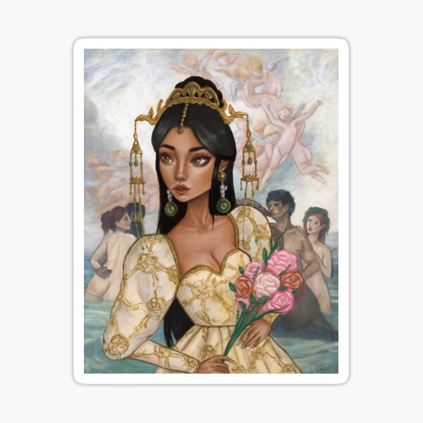 Tribute to Bouguereau oil painting portrait ornate cherub Sticker