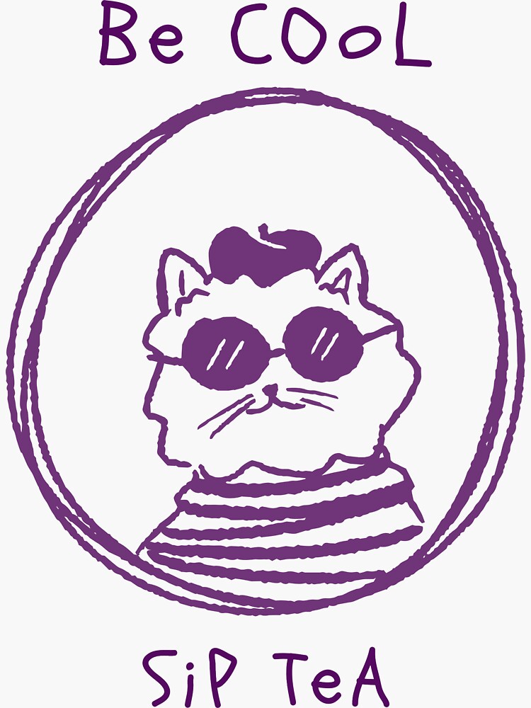 Thumbnail 3 of 3, Sticker, Be Cool / Sip Tea designed and sold by HAFU-Designs.