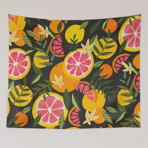 Item preview, Grapefruit Blooms – Charcoal designed and sold by Cat Coquillette.