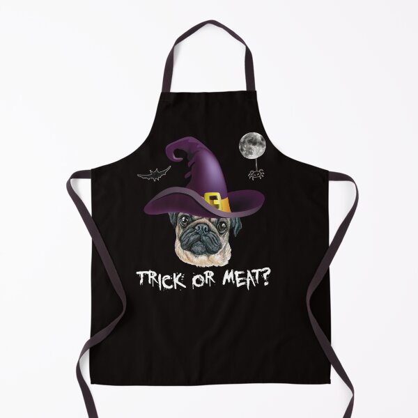 Item preview, TRICK OR MEAT? Pug witch hat bat moon Halloween designed and sold by Colator.