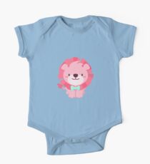 Cute Pink Lion Design One Piece - Short Sleeve