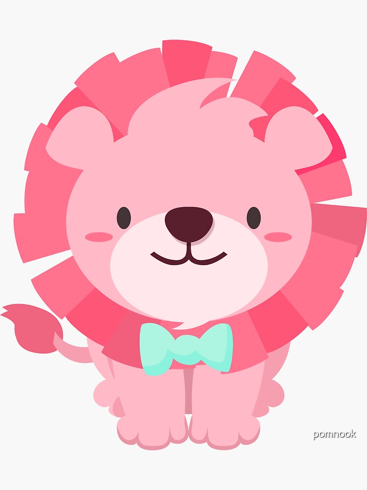 Cute Pink Lion Design Sticker for Sale by pomnook