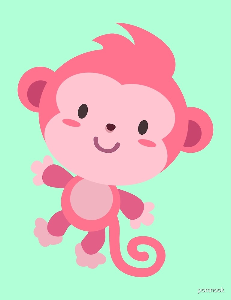 "Cute Pink Monkey Design" by pomnook Redbubble