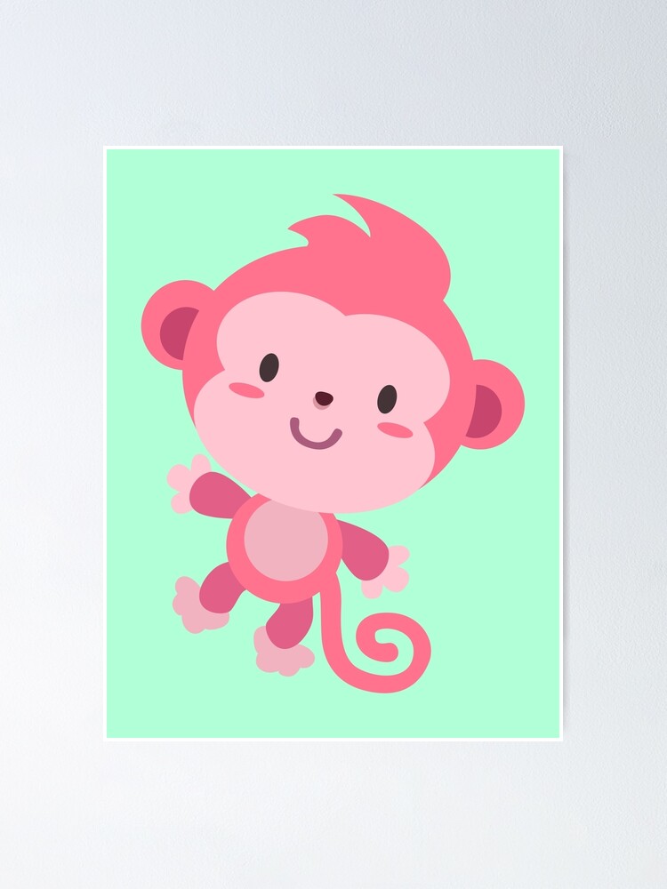 “Cute Pink Monkey Design” Poster for Sale by pomnook | Redbubble