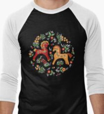 Volkspferde Muster Baseballshirt mit 3/4-Arm