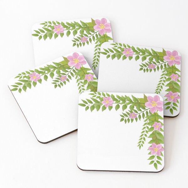 Item preview, Corner floral frame. A wreath of pink flowers and green leaves. Flower corner pattern designed and sold by Liza-RKS.