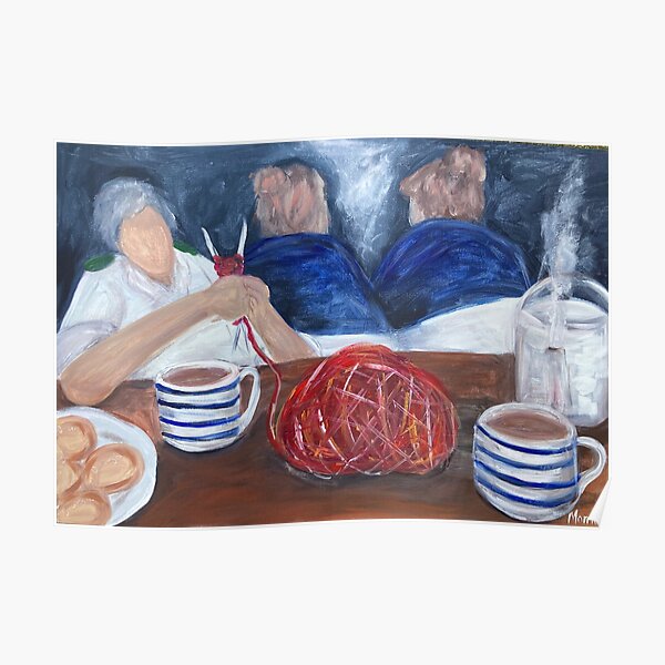 Knitting on the nightshift, nurse art Poster