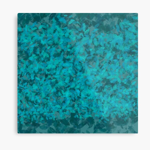 Teal Blue Green Leaves Metal Print