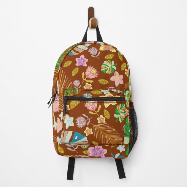 Item preview, Retro Tropical Pattern Brown BG designed and sold by Old Urban Farmhouse Design Studio.
