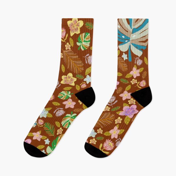 Item preview, Retro Tropical Pattern Brown BG designed and sold by Old Urban Farmhouse Design Studio.