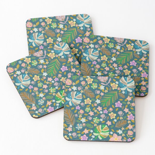 Item preview, Retro Tropical Pattern Teal BG designed and sold by Old Urban Farmhouse Design Studio.