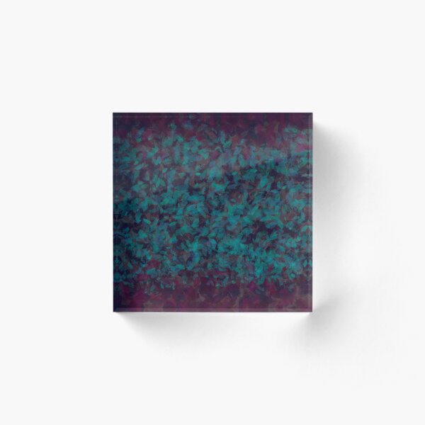 Blue Green Plum Leaves Acrylic Block