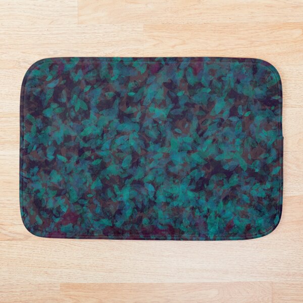 Blue Green Plum Leaves Bath Mat