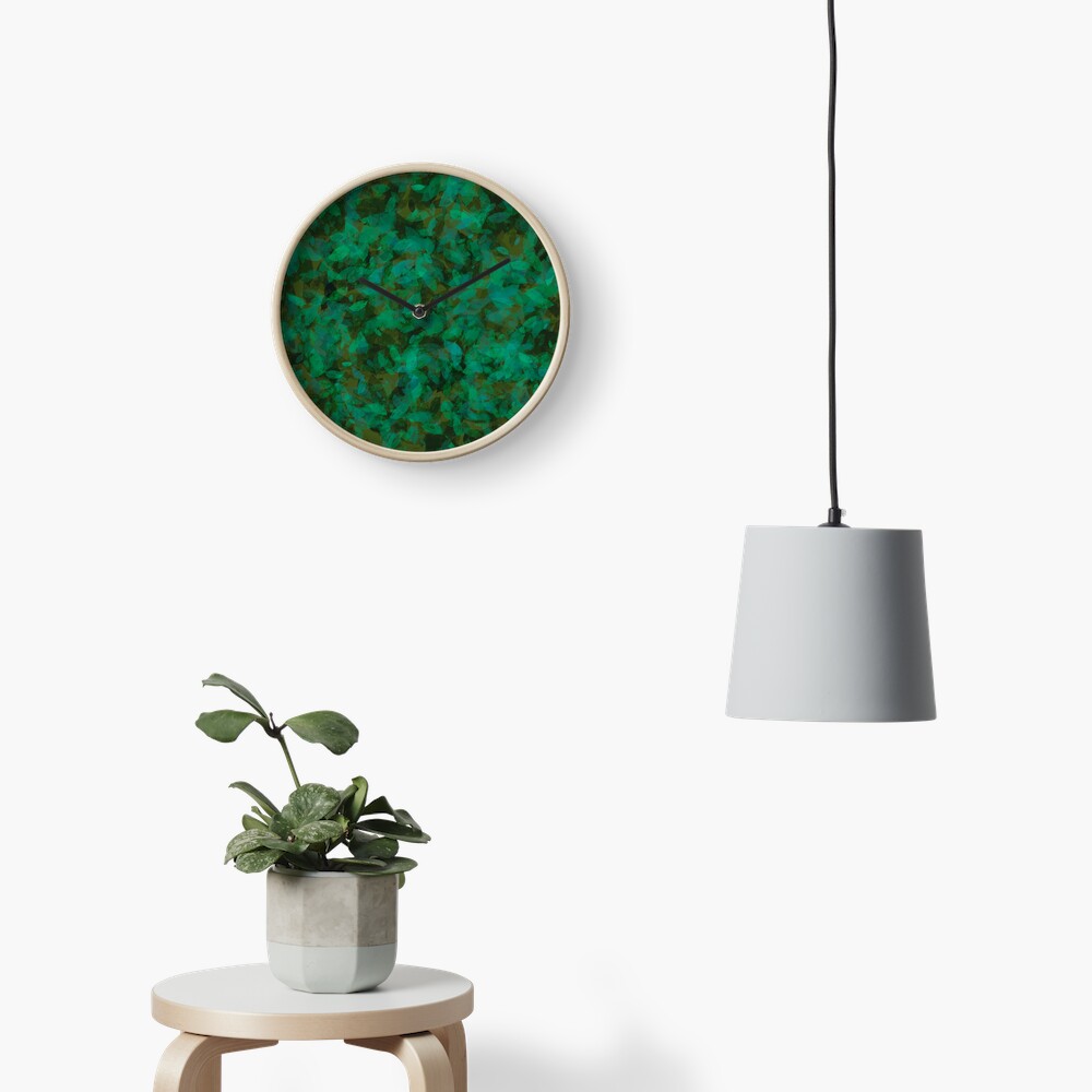 Earthy Green Leaves Clock