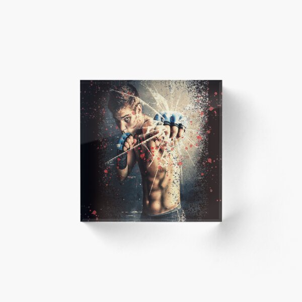 Mixed Martial Arts Fighter Breaking Glass with his Fist Acrylic Block