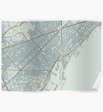 Barcelona Map (Winter) Poster