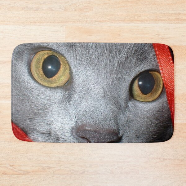Item preview, Gray cat with red ribbon designed and sold by magicbyrc.