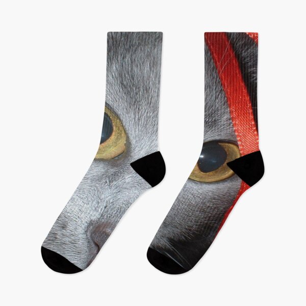 Item preview, Gray cat with red ribbon designed and sold by magicbyrc.