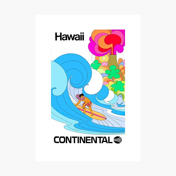Item preview, 1969 HAWAII Continental Airlines Travel Poster designed and sold by retrographics.