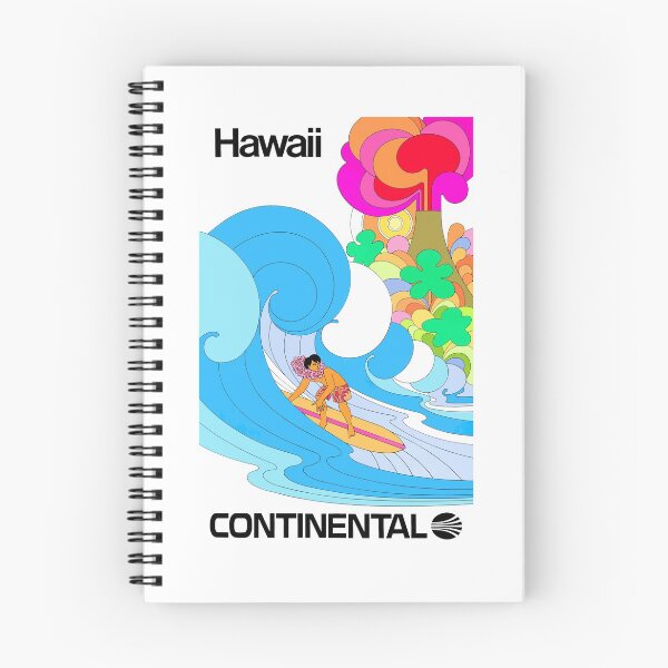 Aperçu de l'œuvre Affiche de voyage de la compagnie aérienne Continental Airlines d'HAWAÏ en 1969 créée et vendue par retrographics.