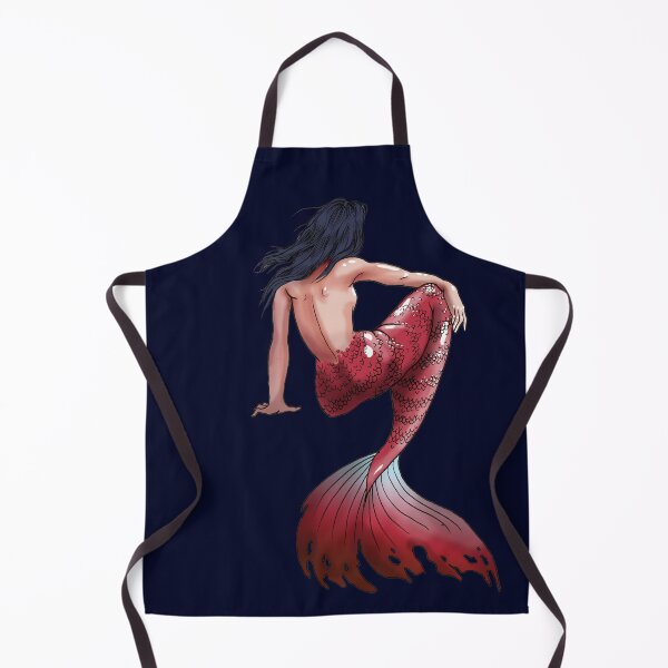 Item preview, Beautiful red mermaid with black hair without background designed and sold by CecyLL.