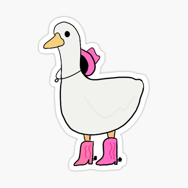 Cowgirl duck with pink boots Sticker