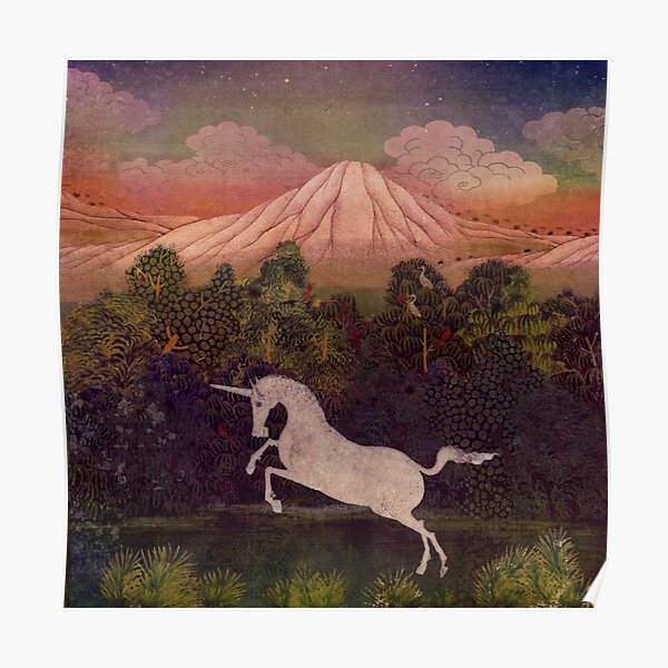 Unicorn in Tapestry Style Poster