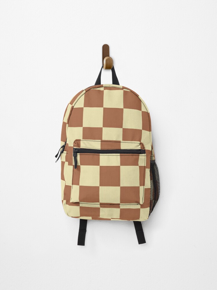 Checkered Beige and Brown Backpack for Sale by lornakay