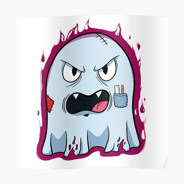 "Scary cartoon ghost" Poster for Sale by chillcoffee Redbubble