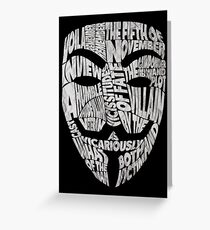 V For Vendetta - Guy Fawkes Masks - Typography Greeting Card