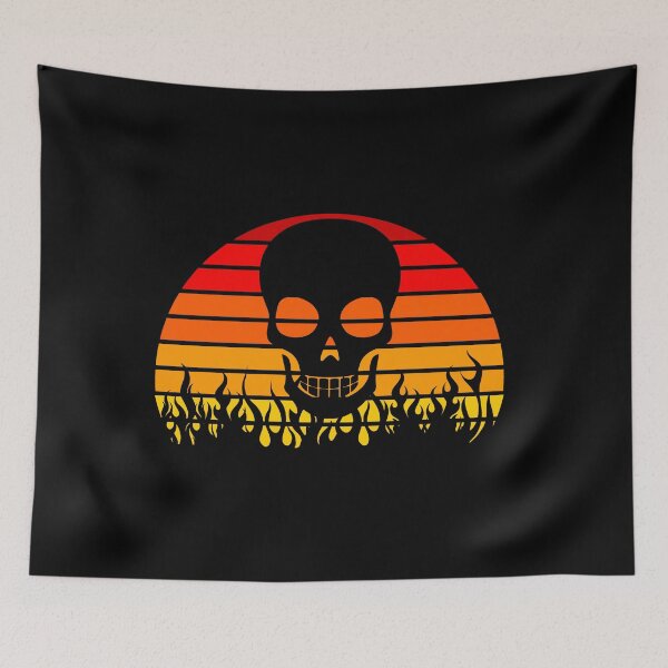 Item preview, Skull Fire Flames Retro Sunset designed and sold by liftdesign.