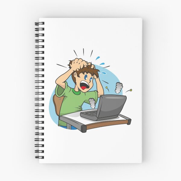 Item preview, Illustration of a person desperate student with a damaged laptop. Ideal institutional information designed and sold by LucianoCosmo.