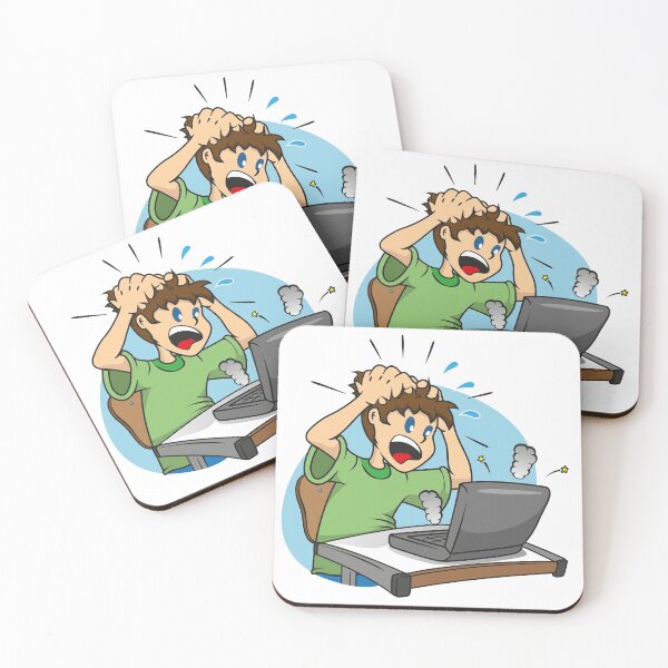 Item preview, Illustration of a person desperate student with a damaged laptop. Ideal institutional information designed and sold by LucianoCosmo.