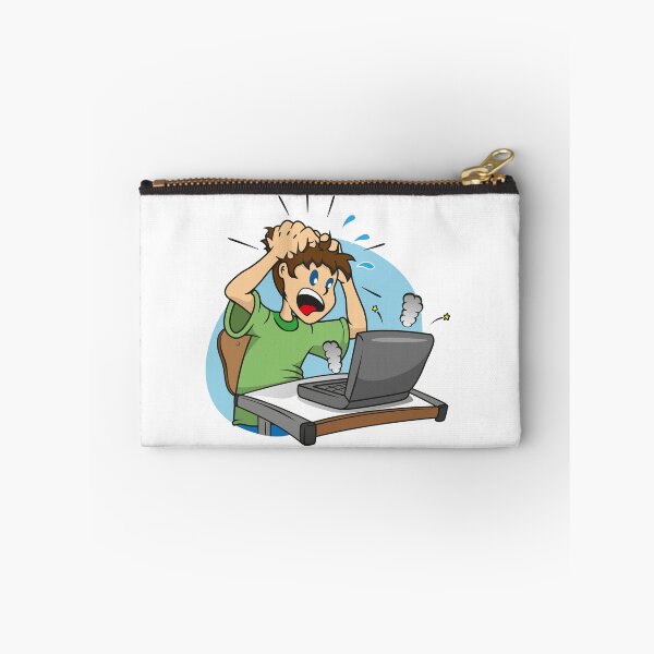 Item preview, Illustration of a person desperate student with a damaged laptop. Ideal institutional information designed and sold by LucianoCosmo.