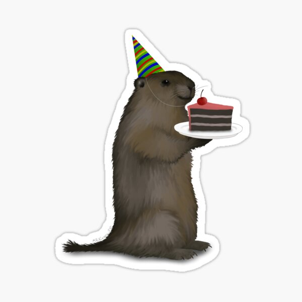Cute Groundhog Day Happy Birthday Sticker