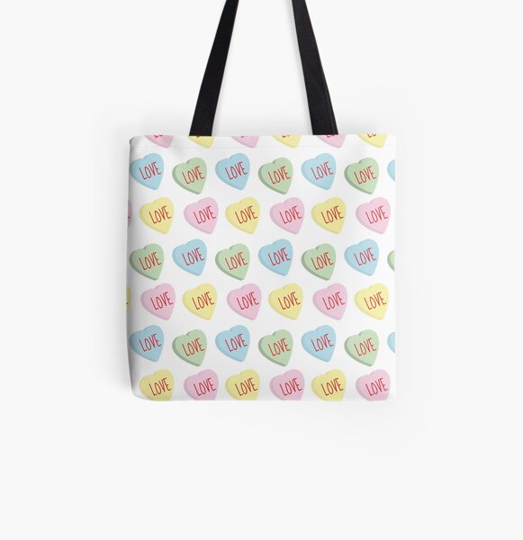 Candy Hearts All Over Print Tote Bag