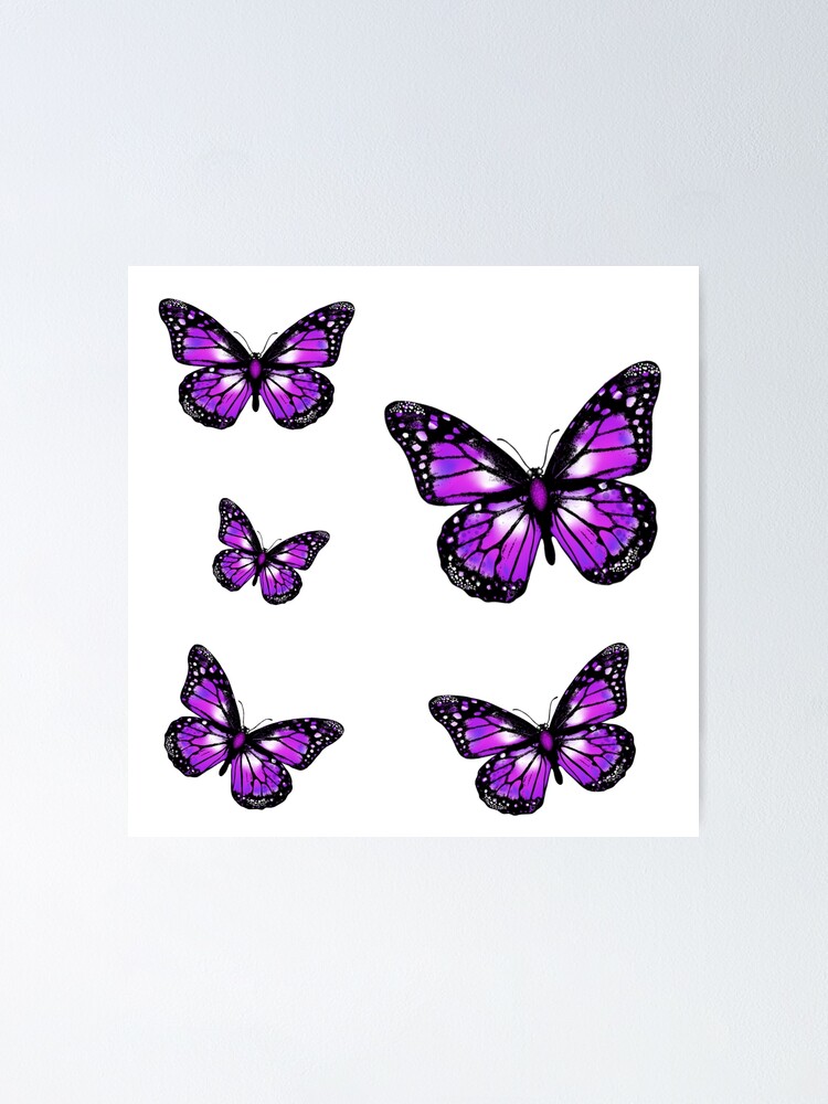 Purple Butterfly Emoji Sticker Pack Poster For Sale By Carriejng Redbubble