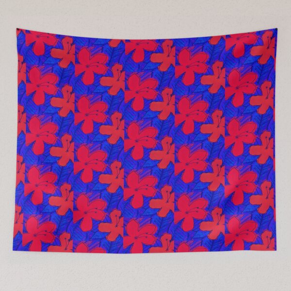 Item preview, Watercolor Hibiscus Flower - Red/Blue designed and sold by Emily Boynton.