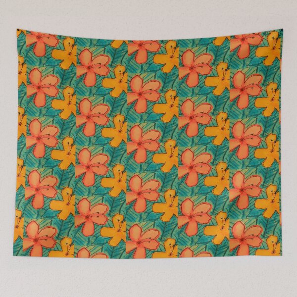 Item preview, Watercolor Hibiscus Flower - Green/Orange designed and sold by Emily Boynton.