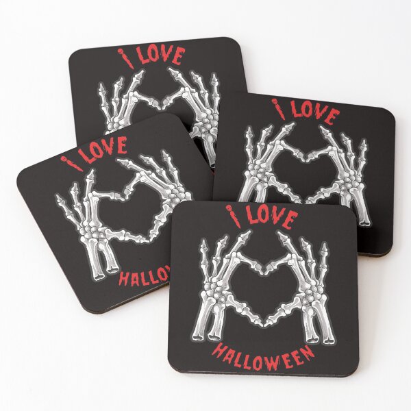 Item preview, I LOVE HALLOWEEN skeletal hands heart funny saying designed and sold by Colator.