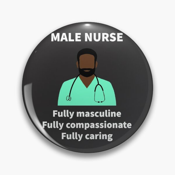 Bearded Male Nurse Badge Reel. Murse, Mustache, Dr, Physician, RN