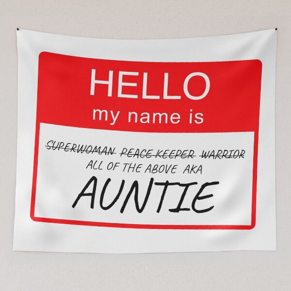 Item preview, Hello My Name is Auntie Name Tag Custom Personalised Design  designed and sold by CreatedbyJR.