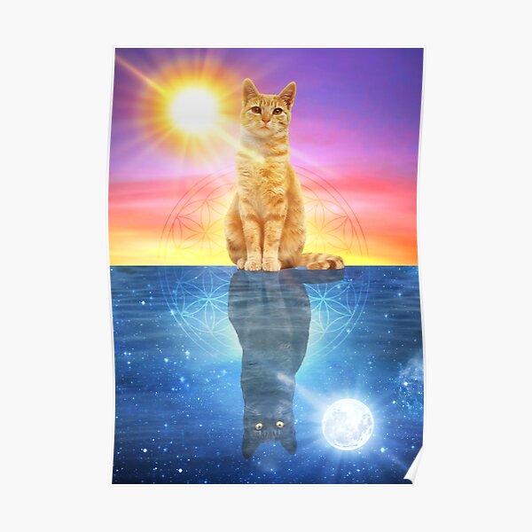 "Cute Sun and Moon Cats" Poster by DaviAguiArtes Redbubble