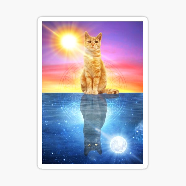 Cute Sun and Moon Cats Sticker